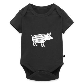 Schwein Einzelteile - Fleisch Butcher Grillen BBQ - Baby Premium Kurzarmbody - Schwarz - Vorne