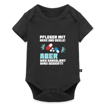 Pfleger mit Herz - Altenpfleger Krankenpfleger - Baby Premium Kurzarmbody - Schwarz - Vorne