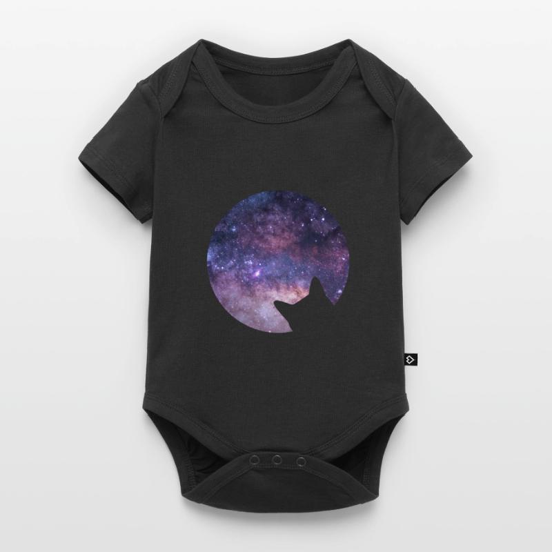 Le chat de l’espace regarde dans l’espace Body à manches courtes Premium Bébé