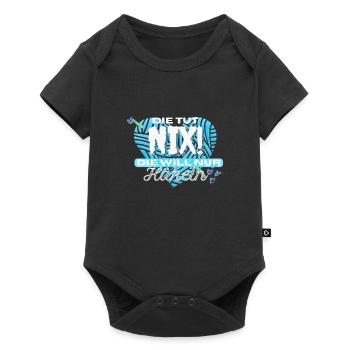 Die Tut Nix Die Will Nur Häkeln Blau Herz Herzen - Baby Premium Kurzarmbody - Schwarz - Vorne