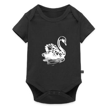 Eleganter Vintage Schwan auf dem Wasser - Baby Premium Kurzarmbody - Schwarz - Vorne