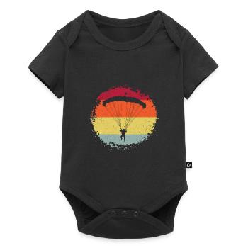 Retro Graphic Paragliding Paraglider Parachute Sky - Baby Premium Kurzarmbody - Schwarz - Vorne
