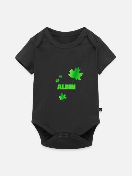 Geschenk für Albin - Baby Premium Kurzarmbody - Schwarz