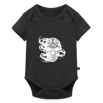Crâne de tatouage souriant brûlant - Body à manches courtes Premium Bébé - noir - Devant