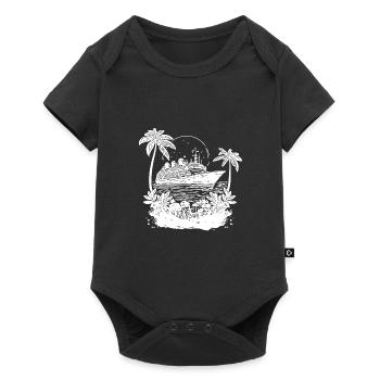 Cruise ship in sunset with palm trees - Baby Premium short-sleeve bodysuit - black - Front