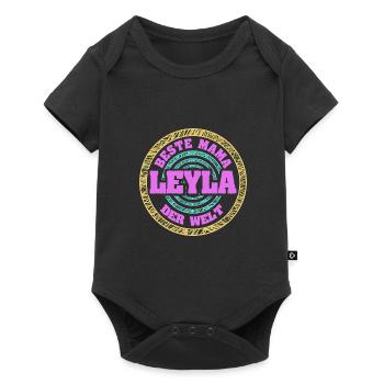 Geschenk für Leyla - Baby Premium Kurzarmbody - Schwarz - Vorne