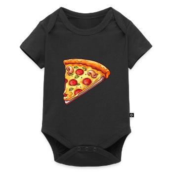 Pizza slice with vegan topping for pizza makers - Baby Premium short-sleeve bodysuit - black - Front