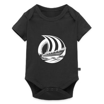 Sleek sailing ship with square sail - Baby Premium short-sleeve bodysuit - black - Front