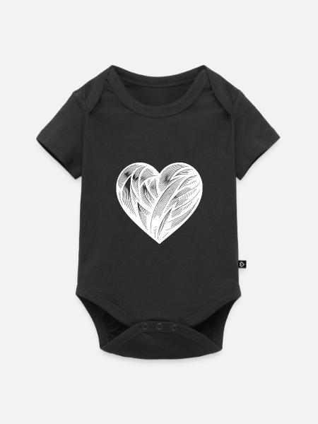 Elegantes Tattoo Herz - Baby Premium Kurzarmbody - Schwarz