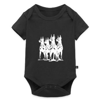 Vier schlaue wachsame Dobermänner Hunde - Baby Premium Kurzarmbody - Schwarz - Vorne