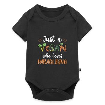 Just A Vegan Who Loves Paragliding Paraglider Para - Baby Premium Kurzarmbody - Schwarz - Vorne
