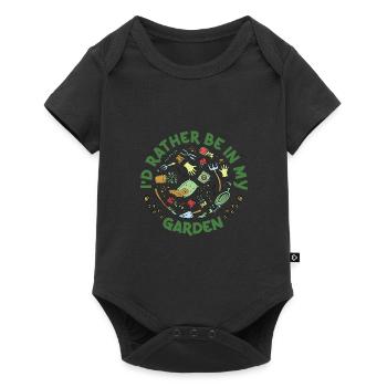 I'd Rather Be In My Garden Gardening Horticulture - Baby Premium Kurzarmbody - Schwarz - Vorne