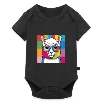 Alpaca Llama Colorful and Cool with Glasses - Baby Premium short-sleeve bodysuit - black - Front