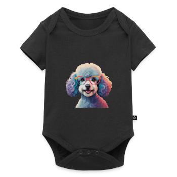 Poodle Dog with Glasses Cool Colorful - Baby Premium short-sleeve bodysuit - black - Front