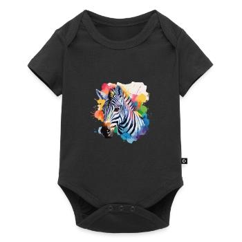 Zebra cool in colorful design - Baby Premium short-sleeve bodysuit - black - Front