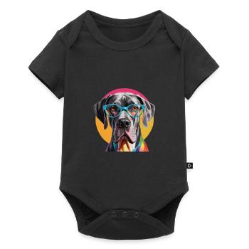 Great Dane Great Dane Dog Colorful Glasses - Baby Premium short-sleeve bodysuit - black - Front