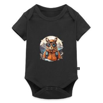 Squirrel Cool with Ski Goggles in Bergen - Baby Premium short-sleeve bodysuit - black - Front