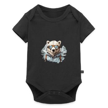 Polar bear Cool with ski goggles in Bergen - Baby Premium short-sleeve bodysuit - black - Front
