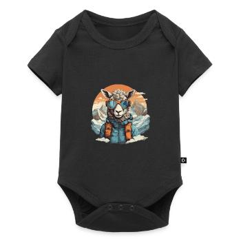 Coolness in den Bergen mit Skibrille - Baby Premium Kurzarmbody - Schwarz - Vorne