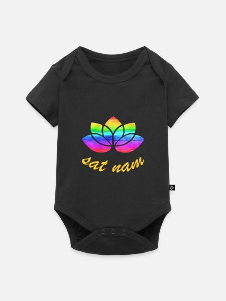 sat nam avec lotus arc-en-ciel - Body à manches courtes Premium Bébé - noir