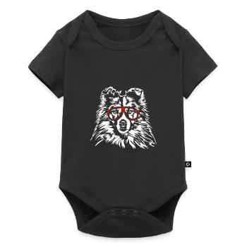 SHETLAND SHEEPDOG Sheltie Lunettes Chiens Wilsigns - Body à manches courtes Premium Bébé - noir - Devant