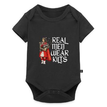 Real Men Wear Kilts- Schottenroch Herrenrock - Baby Premium Kurzarmbody - Schwarz - Vorne