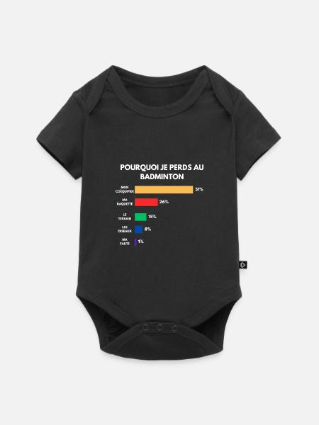 Maillot Badminton je peux pas j'ai badminton - Body à manches courtes Premium Bébé - noir