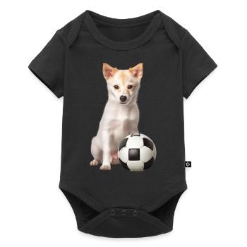 Chien avec balle - Body à manches courtes Premium Bébé - noir - Devant