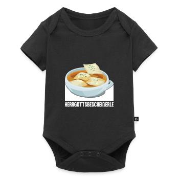 Herrgottsbescheißerle Schwäbische Maultaschen - Baby Premium Kurzarmbody - Schwarz - Vorne