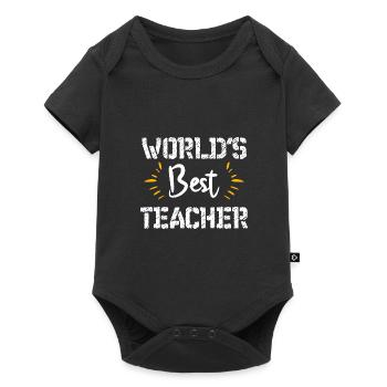 teacher world s best teacher - Baby Premium Kurzarmbody - Schwarz - Vorne