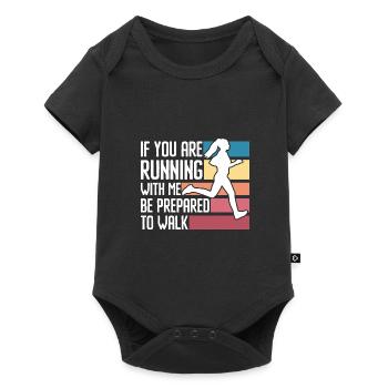 Langsam Laufen Joggen - Slow Runner - Baby Premium Kurzarmbody - Schwarz - Vorne