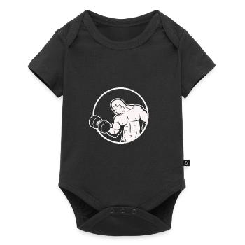 Bodybuilding Gewichtheben Fitness Workout - Baby Premium Kurzarmbody - Schwarz - Vorne