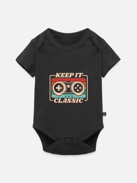 Retro Zocker Sprüche Gaming Geschenk - Baby Premium Kurzarmbody - Schwarz