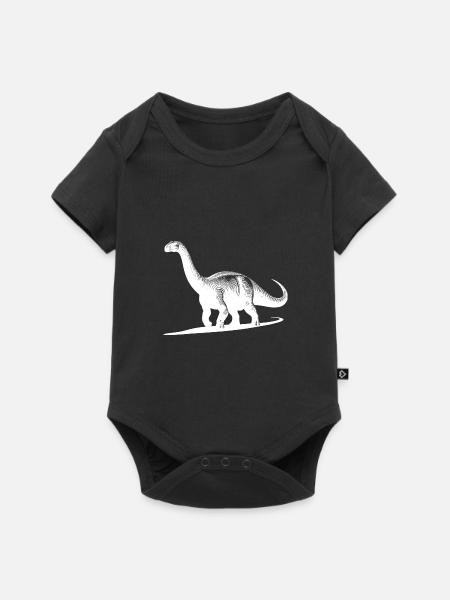 Riesiger Dino Brachiosaurus Dinosaurier - Baby Premium Kurzarmbody - Schwarz