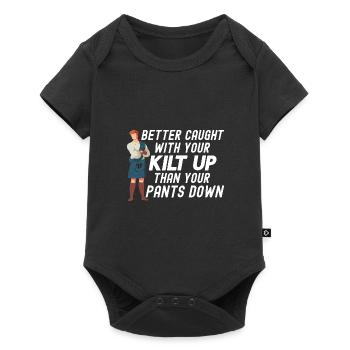 Schottenrock Kilt Spruch Schottland Highlands - Baby Premium Kurzarmbody - Schwarz - Vorne