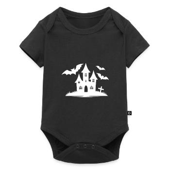 Maison hantée de chauves-souris pour enfants pour Halloween - Body à manches courtes Premium Bébé - noir - Devant
