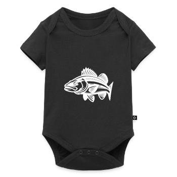 Schwimmender Zander Fisch - Baby Premium Kurzarmbody - Schwarz - Vorne