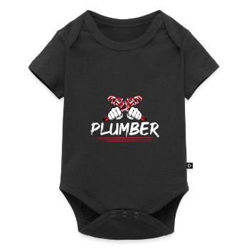 Retro Graphic Plumbing Mechanic Heating Engineer T - Baby Premium Kurzarmbody - Schwarz - Vorne