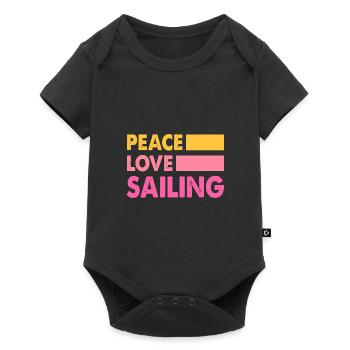 Peace Love Sailing Sailboat Sailor Captain Skipper - Baby Premium Kurzarmbody - Schwarz - Vorne