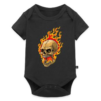 Human skull with flames - Baby Premium short-sleeve bodysuit - black - Front