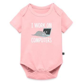 I Work On Computers Katze Informatik Kätzchen - Baby Premium Kurzarmbody - Rosa - Vorne
