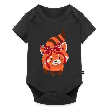 Roter Panda - Baby Premium Kurzarmbody - Schwarz - Vorne