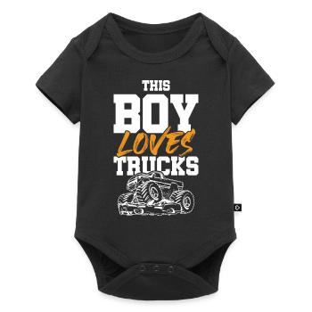 the boy loves trucks - Baby Premium short-sleeve bodysuit - black - Front