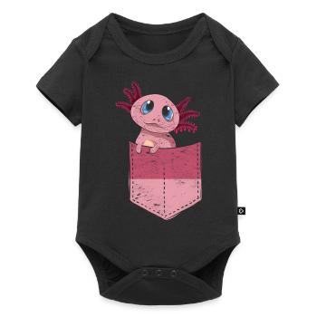 Salamandre Cadeau Mignon Poitrine Poche Axolotl - Body à manches courtes Premium Bébé - noir - Devant
