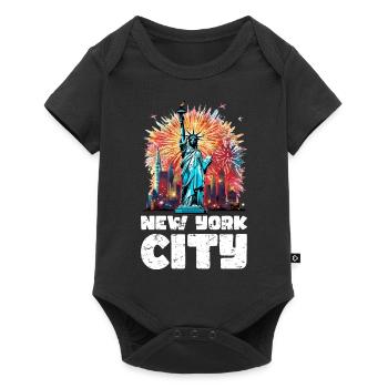 Happy New Year with fireworks in New York - Baby Premium short-sleeve bodysuit - black - Front