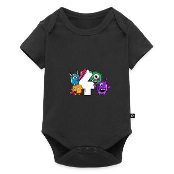 Monstre quatrième anniversaire 4 ans cadeau - Body à manches courtes Premium Bébé - noir - Devant