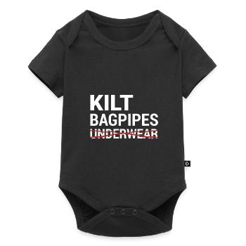 Kilt Dudelsack Unterwäsche Schottische Checkliste - Baby Premium Kurzarmbody - Schwarz - Vorne