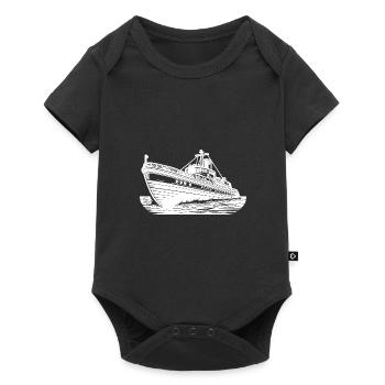 Schnittiges Hochseeschiff Kutter Schlepper - Baby Premium Kurzarmbody - Schwarz - Vorne