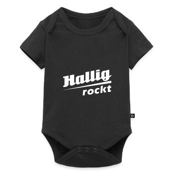 Hallig rockt - Textdesign mit Stadtnamen - Baby Premium Kurzarmbody - Schwarz - Vorne