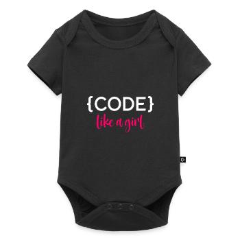 Code Like A Girl Programming Coder Computer Geek D - Baby Premium Kurzarmbody - Schwarz - Vorne